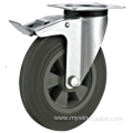 200mm industrial rubber swivel casters with brakes